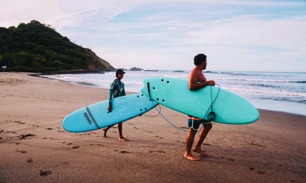 a surf lesson at Alive Beach House in Nicaragua