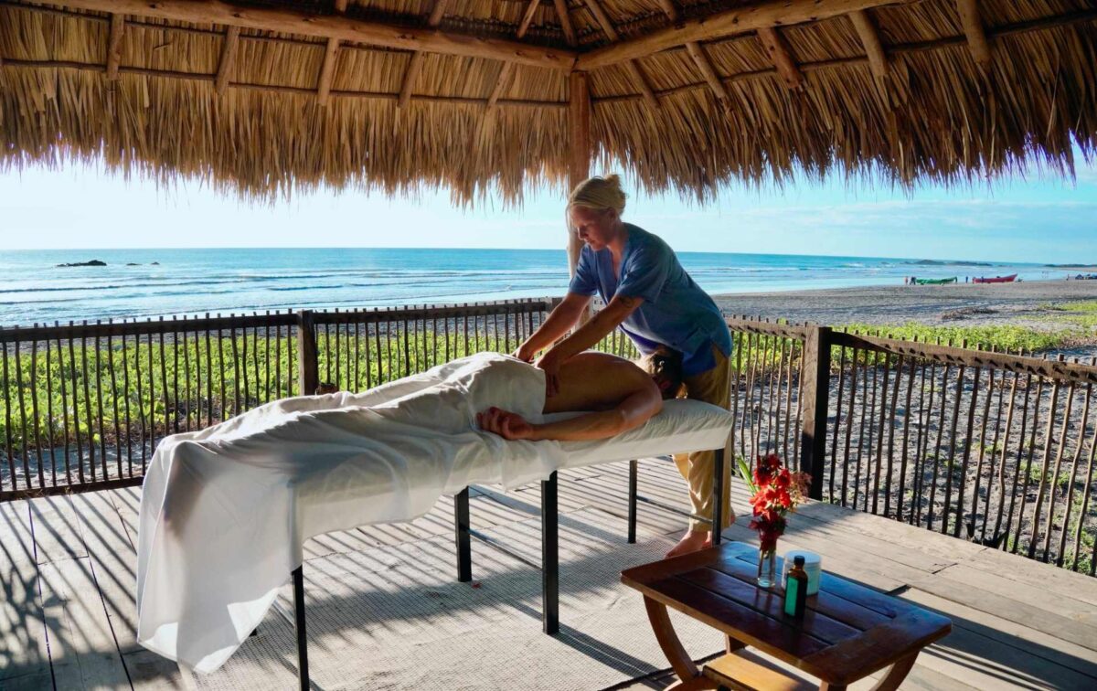 Relaxing beachfront massage overlooking the Pacific Ocean in Nicaragua